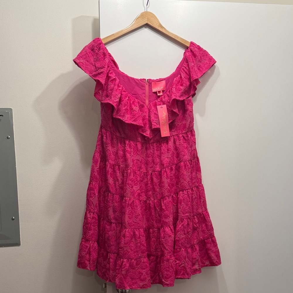 Lilly Pulitzer Vibrant Pink Ruffle Mini Dress
